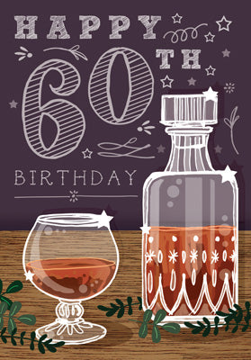 LB307 - 60th Birthday (Decanter and Glass) Greeting Card