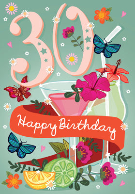 LBS104 - 30th Birthday (Cocktails) Greeting Card