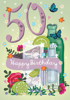 LBS106 - 50th Birthday (G & T) Greeting Card