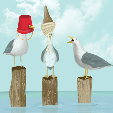 LLL102 - Trio of Seagulls Greetings Card