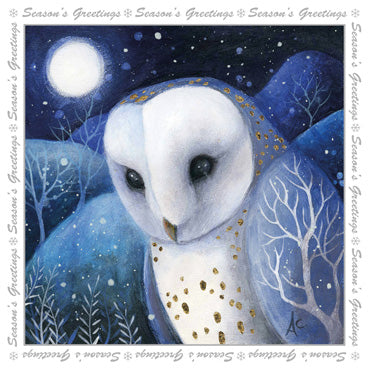 LXM134 - Midnight Moon Barn Owl Christmas Pack (5 Cards in Pack)
