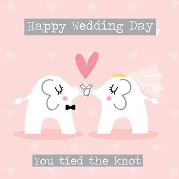 MEM114 - Tied the Knot Elephants Wedding Card