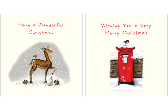 NC-XM535 - Reindeer and Postbox Christmas Card Pack (6 Cards)