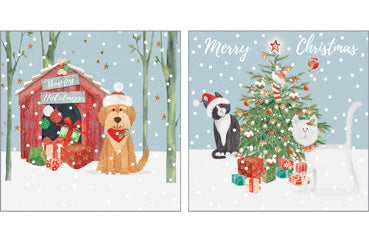 NC-XM549 - Cats and Dogs Christmas Notecard Pack (6 cards - 2 designs)