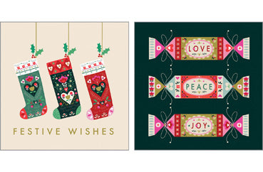 NC-XM551 - Stockings/Crackers Notecard Pack (6 cards 2 designs)