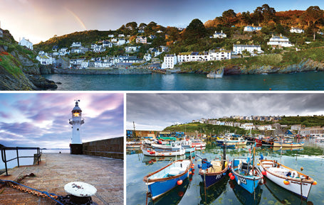 PCC544 - Polperro, Mevagissey Lighthouse and Mevagissey Harbour Postcard