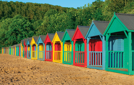 PCW508 - Beach Huts at Llanbedrog Llyn peninsula Postcard