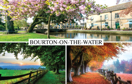 PWD537 - Three Views of Bourton-on-the-Water Postcard