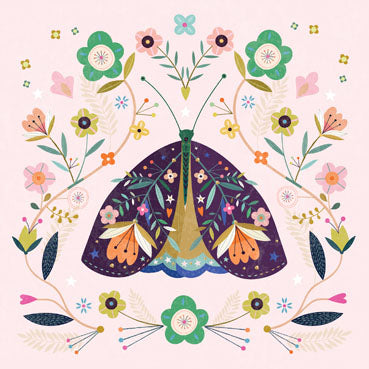 RWN107 - Floral Moth Art Card
