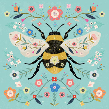 RWN109 - Honey Bee Floral Art Card