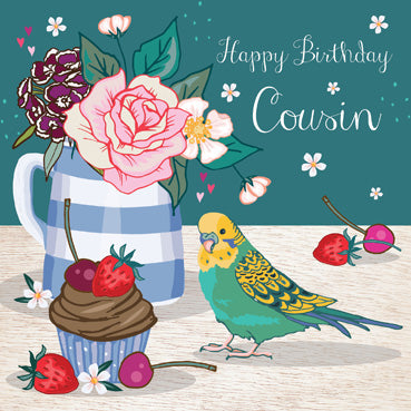 SAS113 - Happy Birthday Cousin (Parrot) Birthday Card