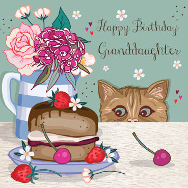 SAS120 - Happy Birthday Granddaughter (Cat) Birthday Card