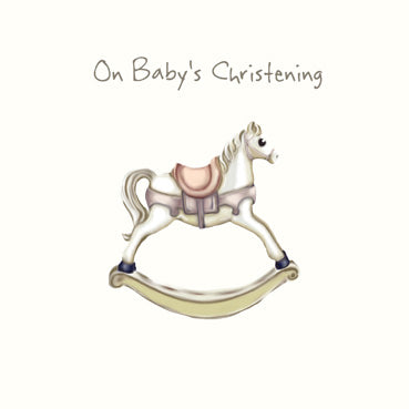 SP112 - On Baby's Christening (Rocking Horse) Card
