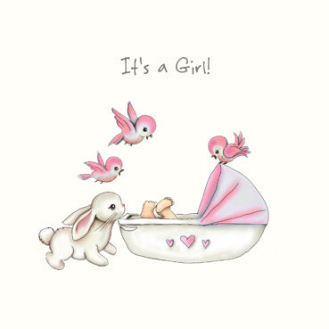 SPS805 - It's a Girl New Baby Card (With Adornment)