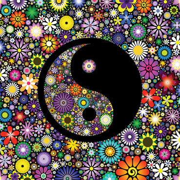 SQM116 - Floral Yin and Yang Birthday Card  (Message inside)