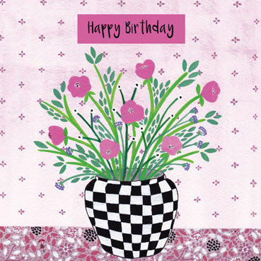 SSH117 - Flowers in Vase Birthday Card