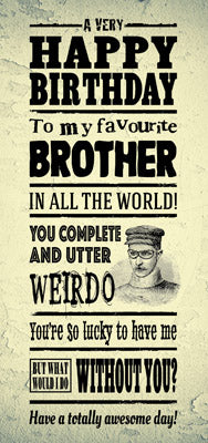 TA806 - Favourite Brother Birthday Card (Tall Format)