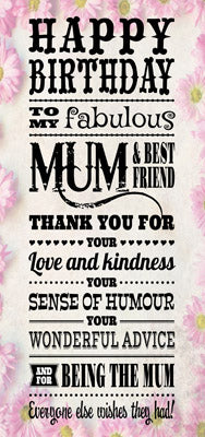 TA810 - Happy Birthday Mum Tall Greeting Card